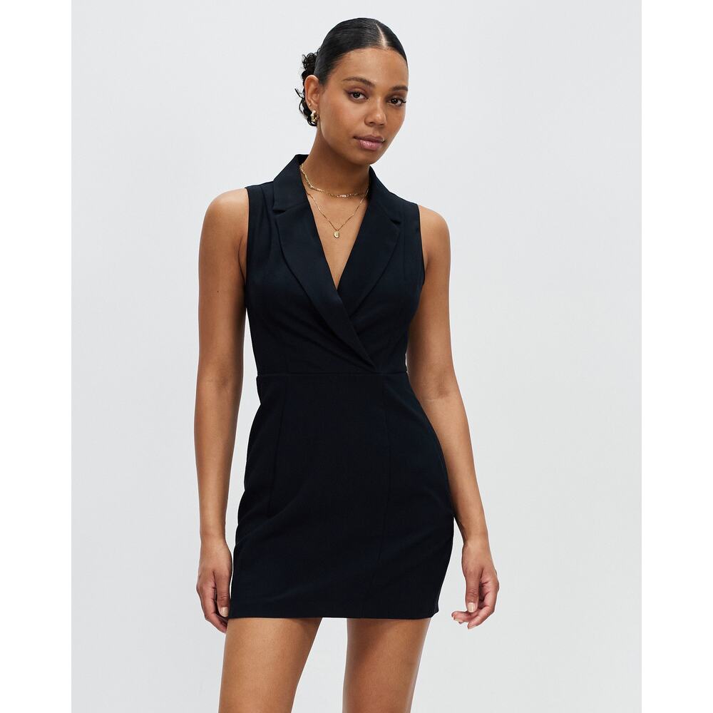 Abercrombie & Fitch NWT Bare Blazer Short Dress Sz XS Black Mini V Neck